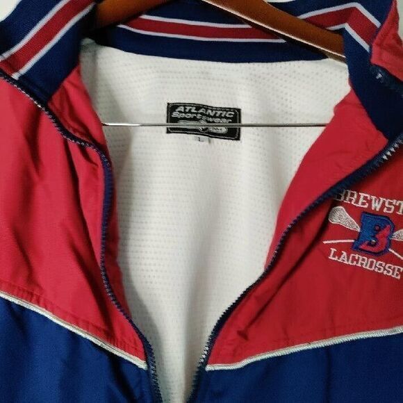 Atlantic‎ Sportswear Men L Brewster Lacrosse Sovernal 23 VTG Mesh Lined Zip Y2K - Picture 2 of 6